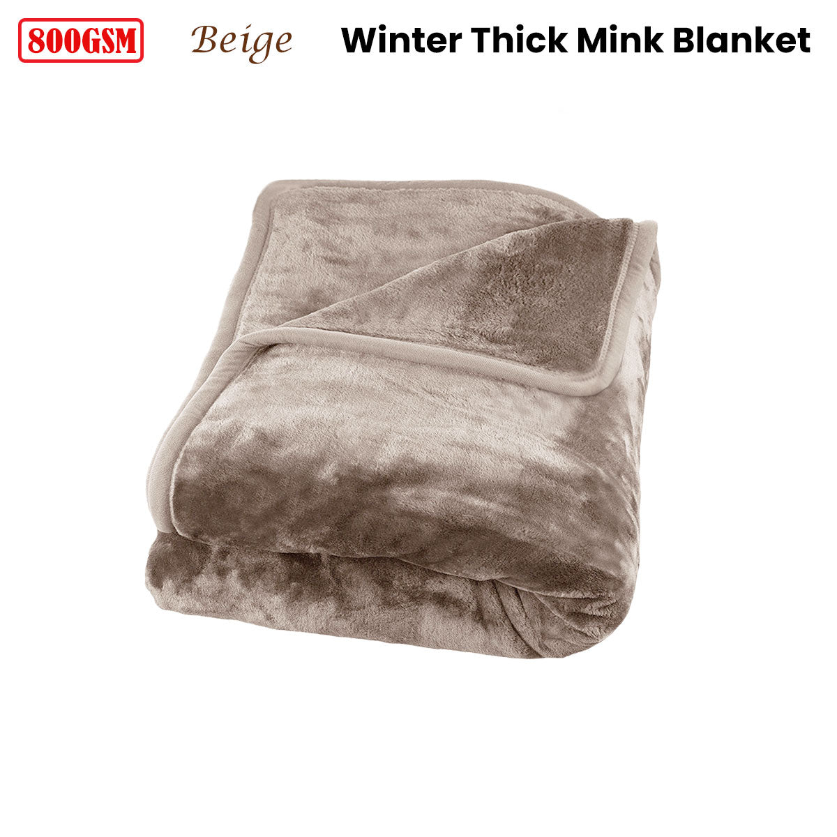 J Elliot Home 800GSM Plush Winter Mink Blanket in Beige for King Size