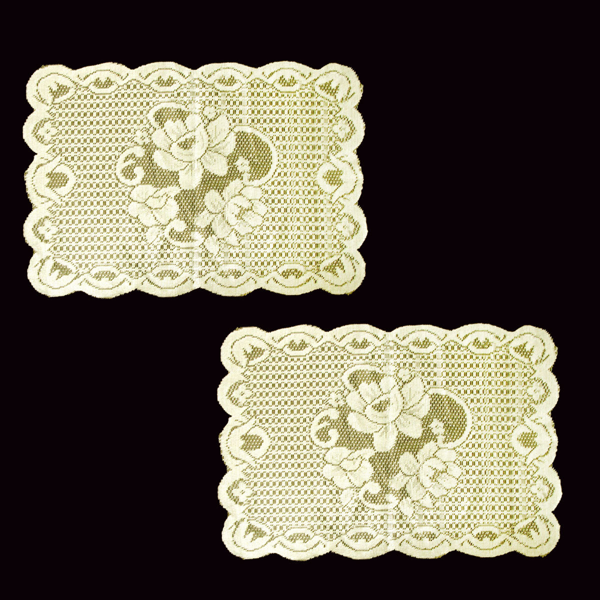 Elegant Floral Lace Table Doilies Set - Cream Polyester (30 x 45 cm)