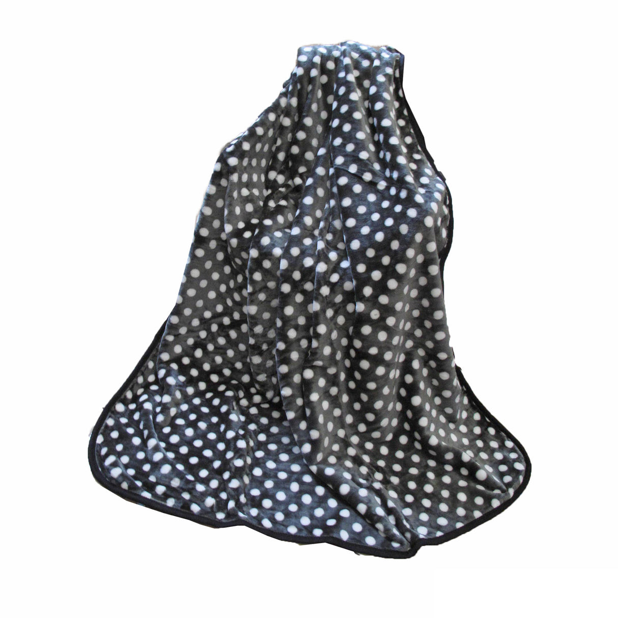 Extra Large Grey Polka Dot Mink Throw Blanket by IDC Homewares