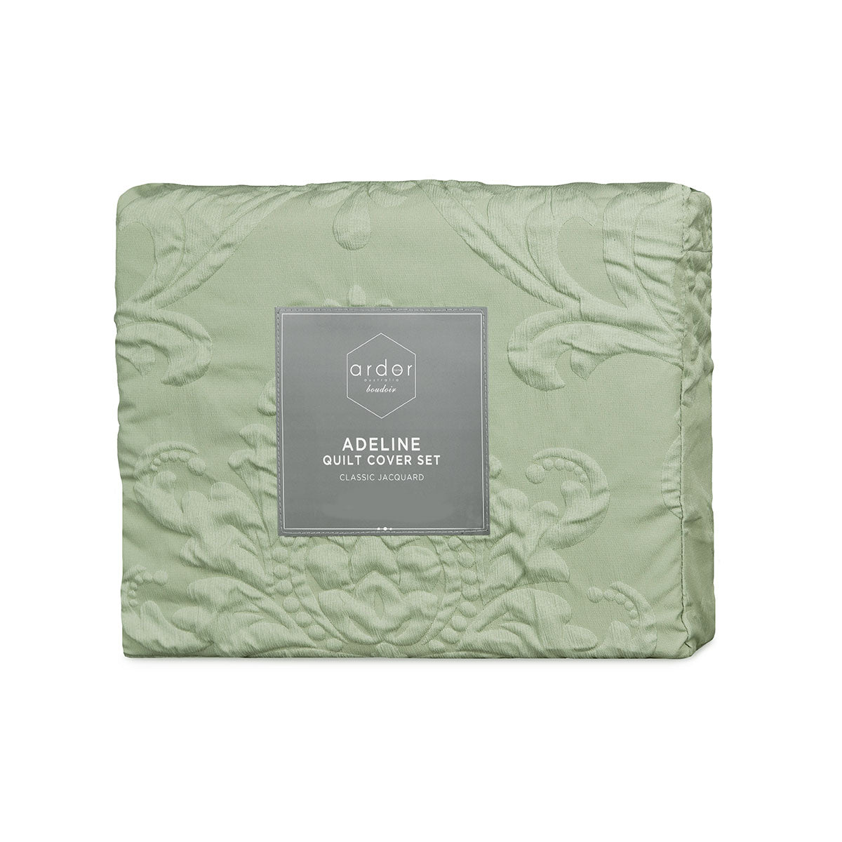 Ardor Adeline Sage Jacquard Damask Quilt Cover Set King