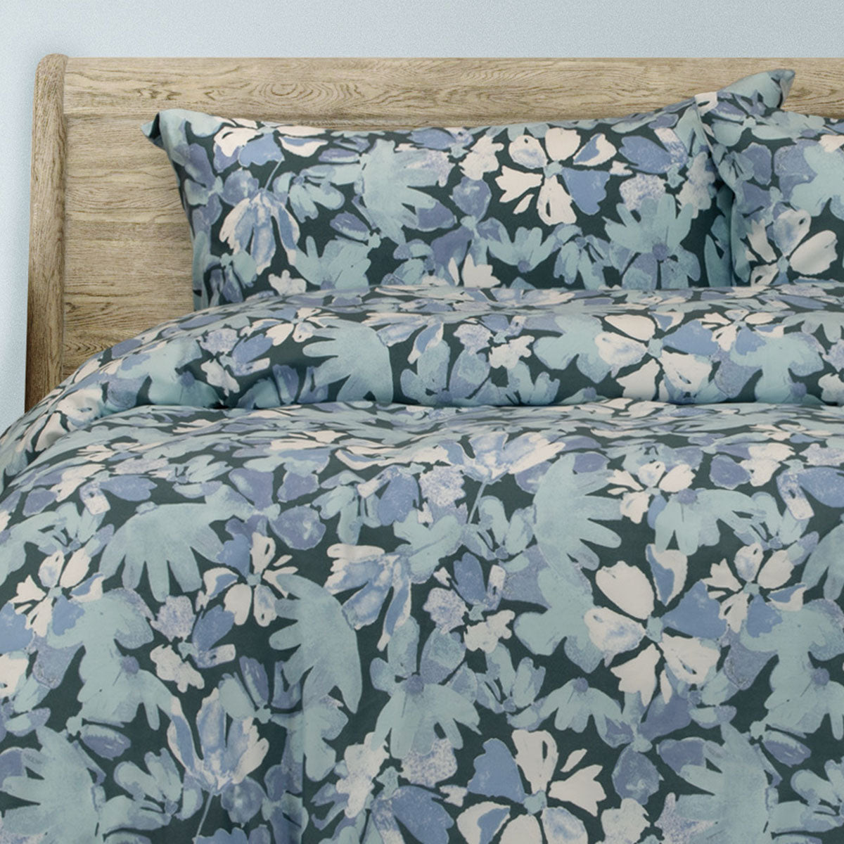 Ardor Eadie Teal Floral Printed Quilt Cover Set Queen