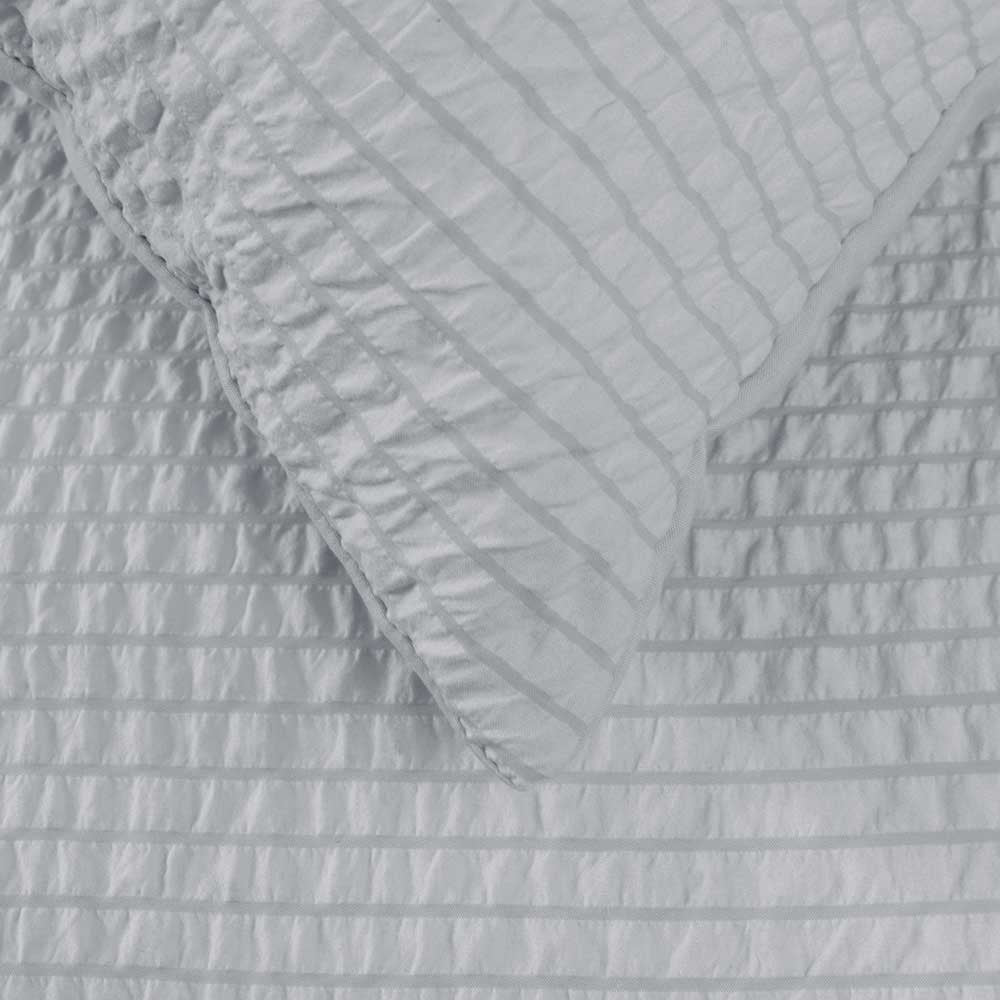 Ingrid Silver Striped Seersucker Quilt Cover Set - Double Size by Ardor