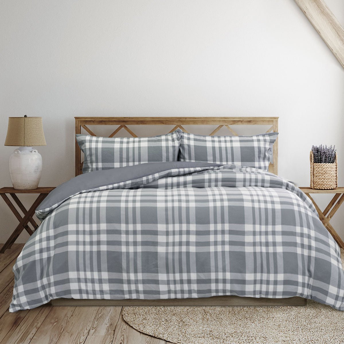 Ardor Ronan Grey Plaid Jacquard Quilt Cover Set King