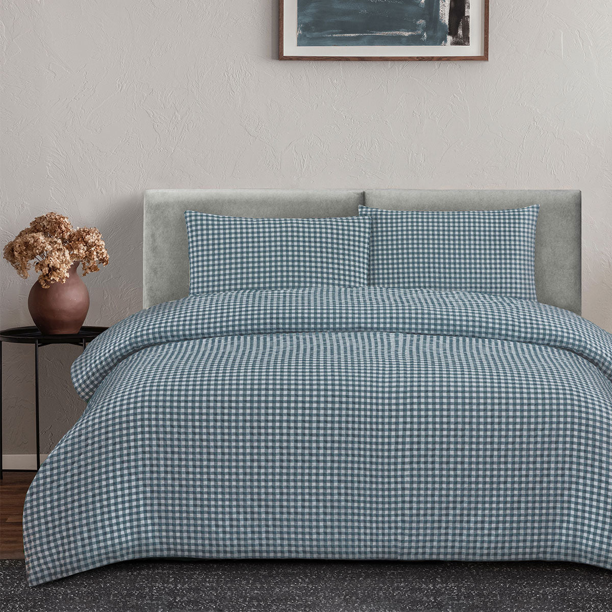 Ardor Rowe Teal Textured Seersucker Quilt Cover Set Queen