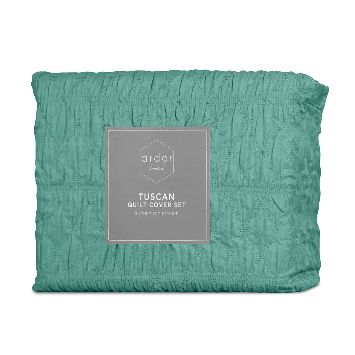 Ardor Tuscan Teal Ruched Quilt Cover Set King