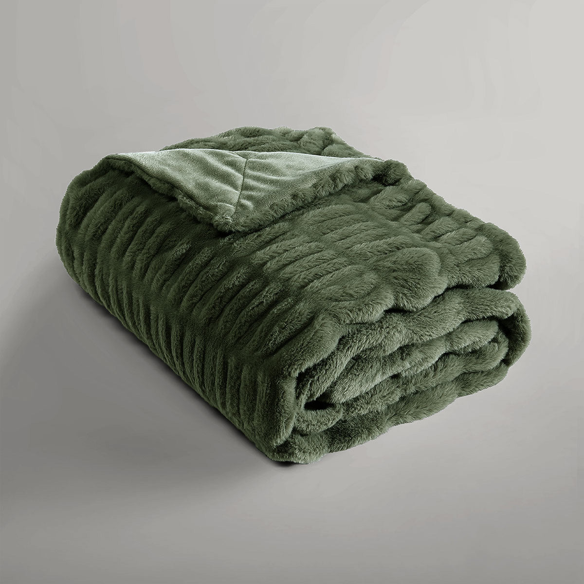Ardor Clayton Faux Fur Soft Plush Throw Rug 130x170cm Khaki