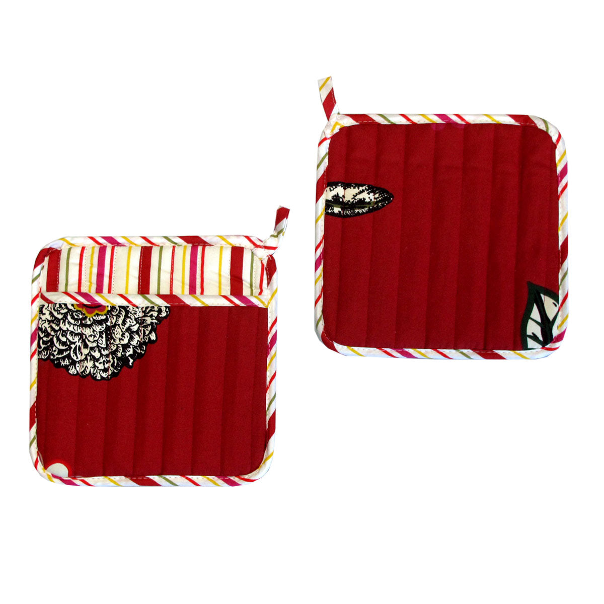 Set of 2 Vibrant Cotton Floral Pot Holders 22 x 22 cm