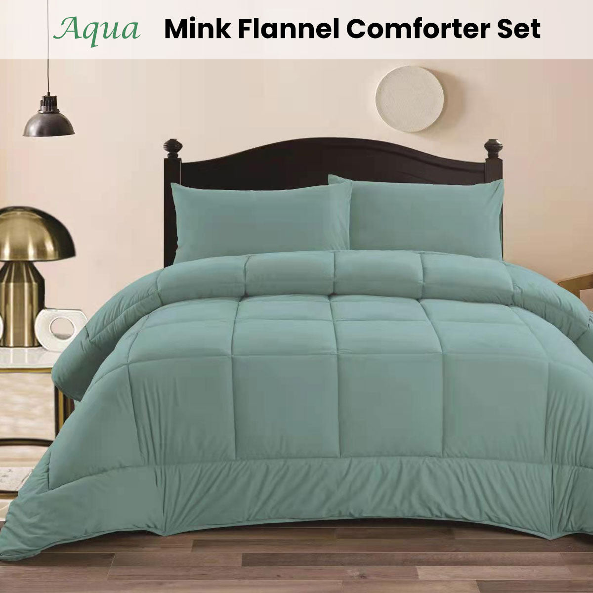 Ramesses Aqua 3- Piece Mink Flannel Comforter Set Double