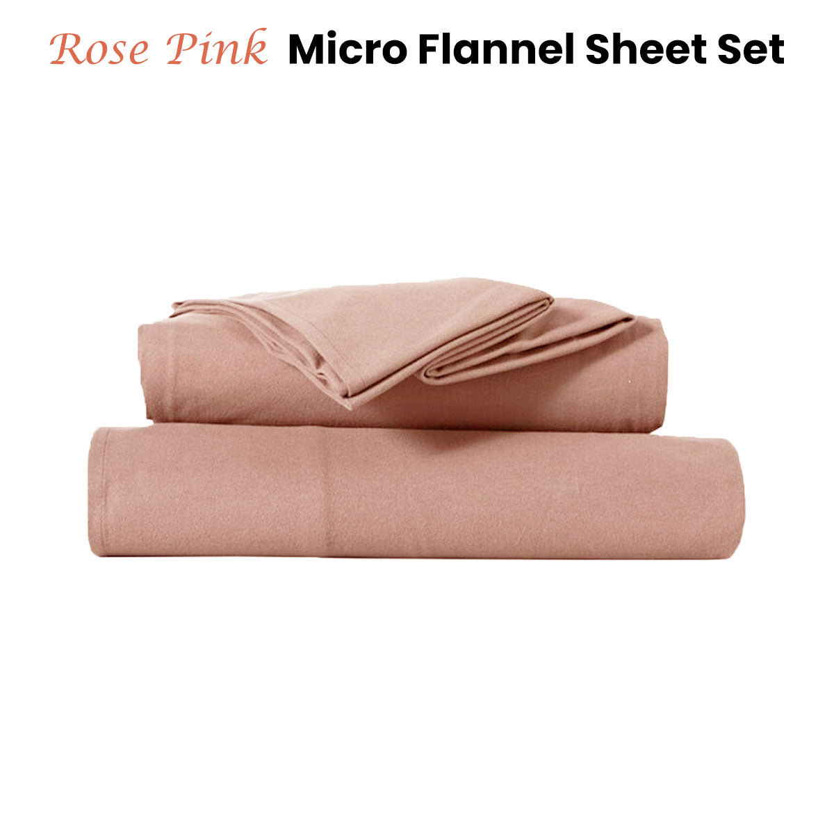 Rose Pink Kingtex Ultra-Plush Micro Flannel Bedding Set with 40 cm Wall