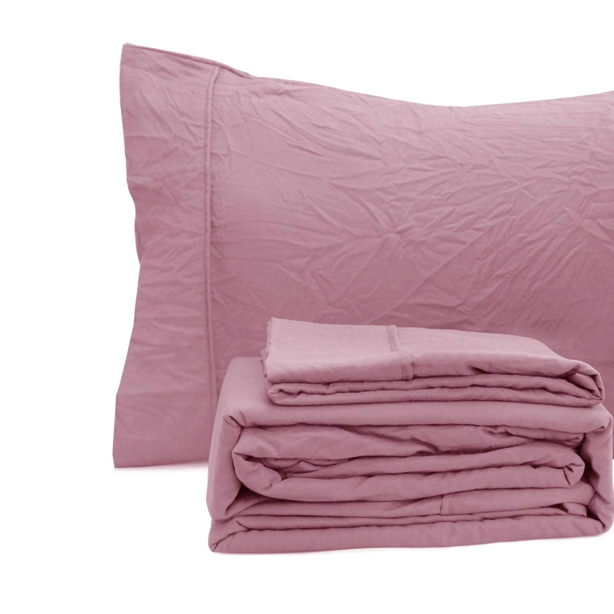 Ramesses Classic Rose Pebble Wash Linen Look Alternative Sheet Set Queen