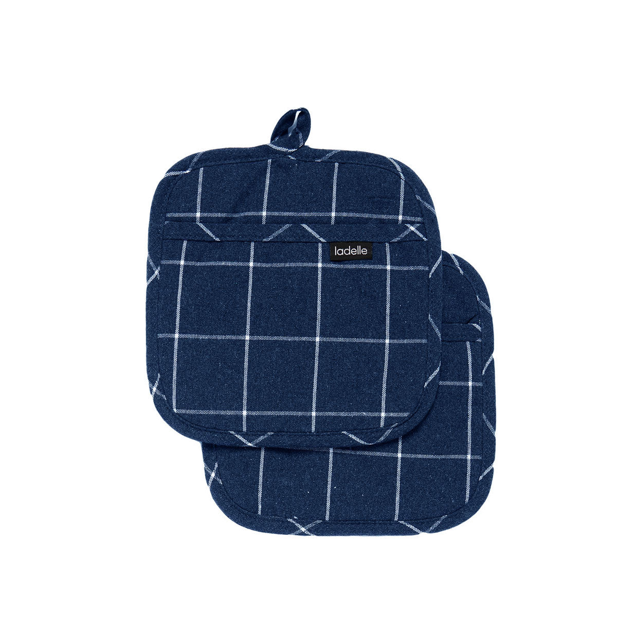 Ladelle Eco-Friendly Navy Check Pot Holder Set - 21 x 21 cm (Set of 2)