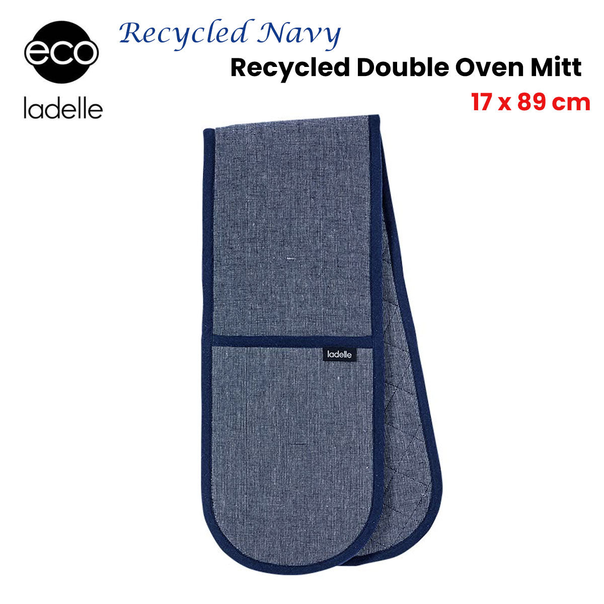 Ladelle Eco-Friendly Navy Double Oven Mitt - 17 x 89 cm