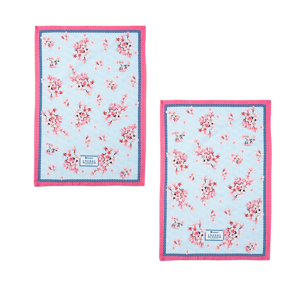 Cherry Blossom Elegance: Set of 2 Cotton Kitchen Tea Towels (50 x 70 cm)
