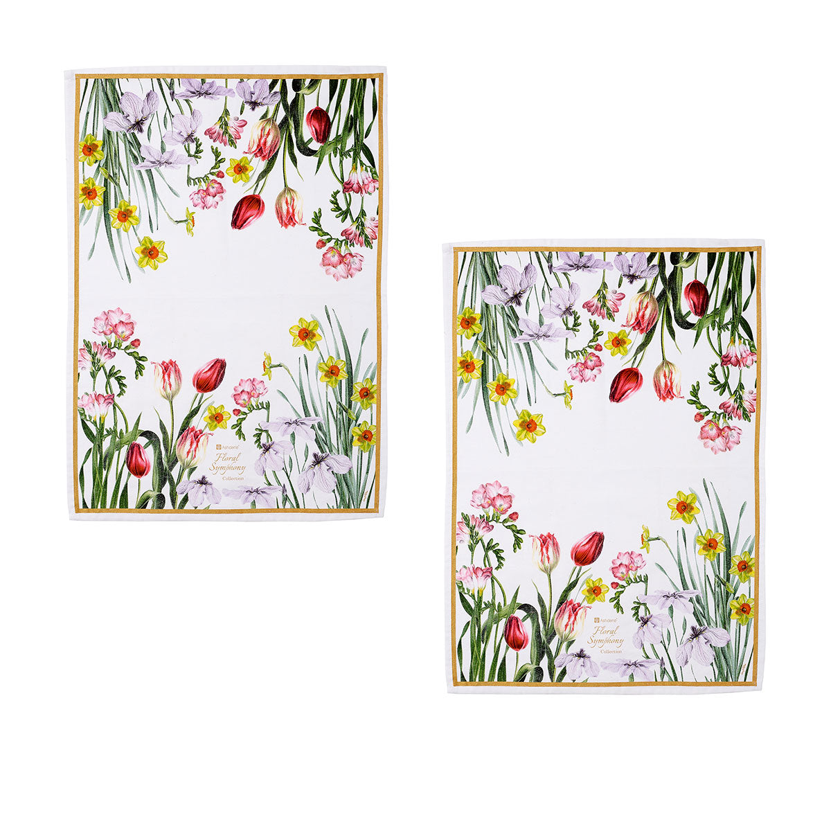 Vibrant Floral Symphony Cotton Kitchen Tea Towels - Set of 2 (50 x 70 cm)