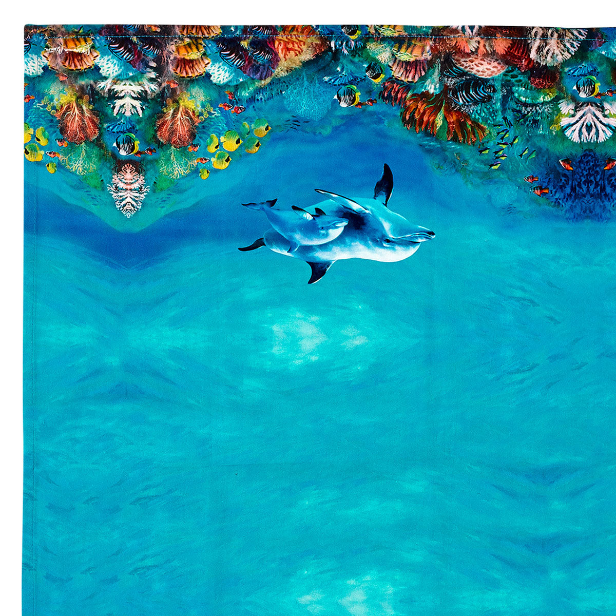 Playful Dolphins Cotton Kitchen Tea Towels - Set of 2 (50 x 70 cm) - Ocean-Inspired Design