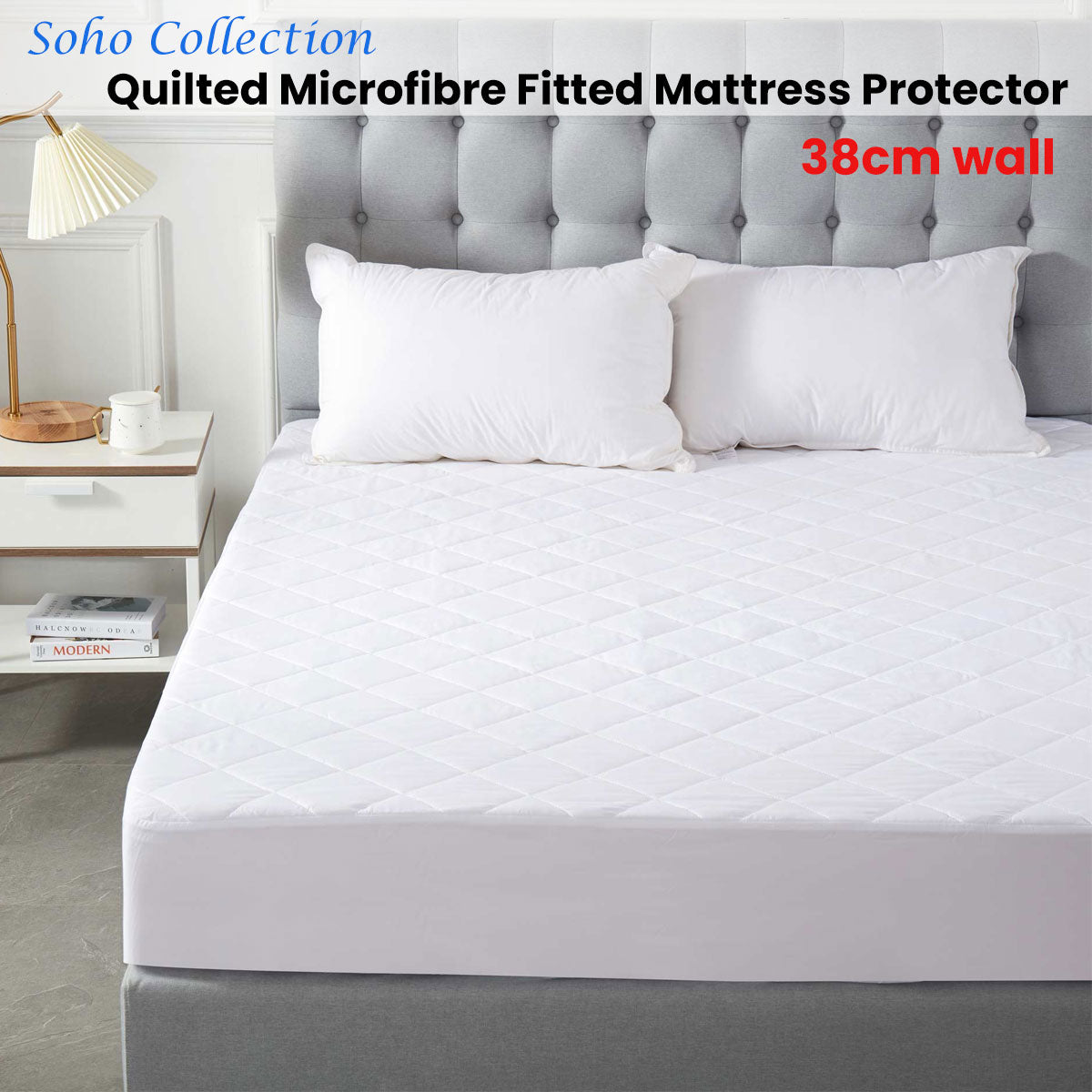 Quilted Microfibre Fitted Mattress Protector with 38cm Wall - Soho Collection Single Size
