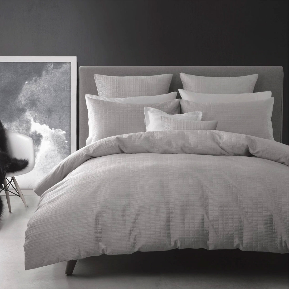 Aurora Silver Luxury Quilted Queen Quilt Cover Set by Georges Fine Linens