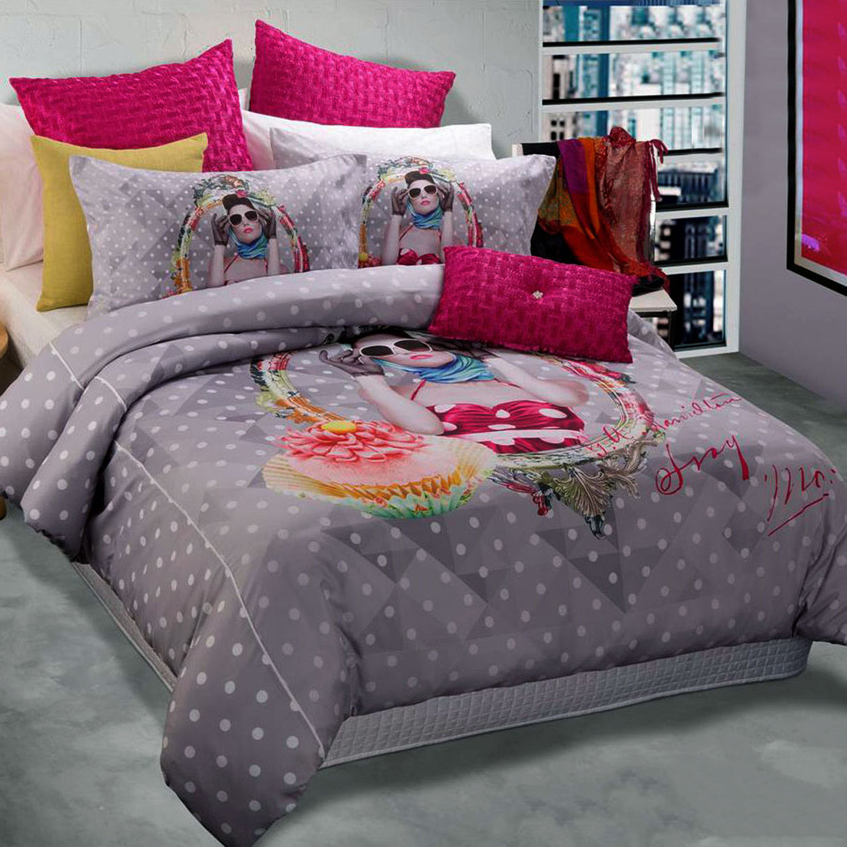 Vogue Silver Glam Quilt Cover Set by Georges Fine Linens - King Size