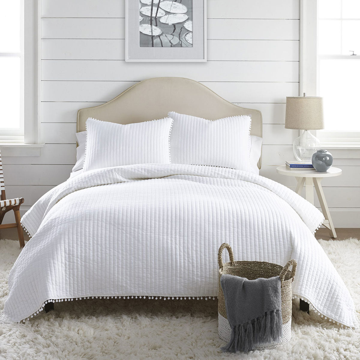 Jenny Mclean Clavo Pompom White Cotton Coverlet Set - 3 Piece Queen Size