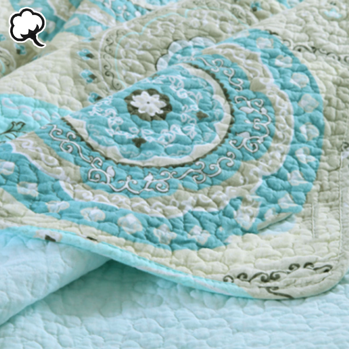 100% Cotton Lightly Quilted Coverlet Set Suzani Queen