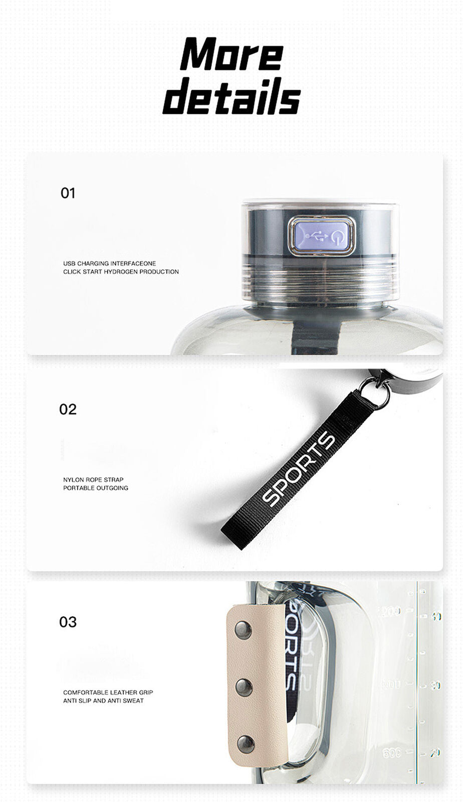 Portable 1.5L Rich Hydrogen Water Generator - Hydrogen Water Bottle with USB Charging