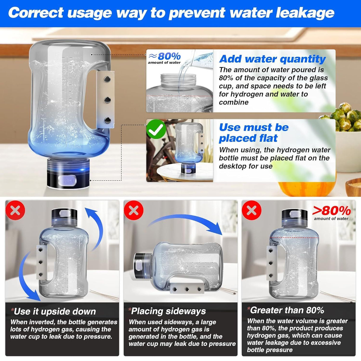 Portable 1.5L Rich Hydrogen Water Generator - Hydrogen Water Bottle with USB Charging