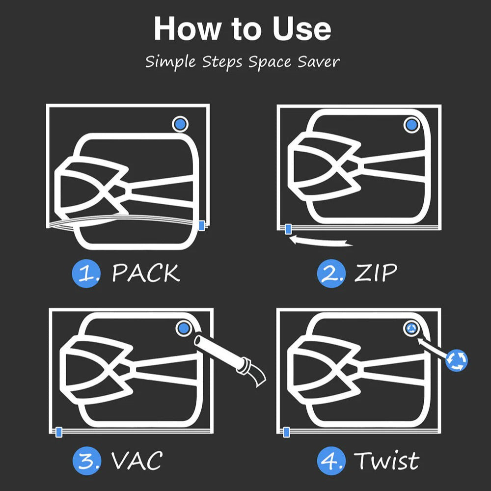 6 Pcs Set Vacuum Storage Bags Space Saver Seal Compressing Various Size with Air Pump(1S+2M+2L+1XL)