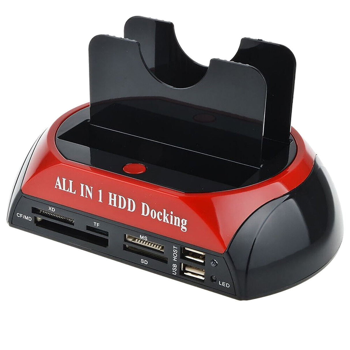 All In One Docking Station USB Dual-Bay Hard Drive 2.5 3.5 IDE SATA SSD Card Reader