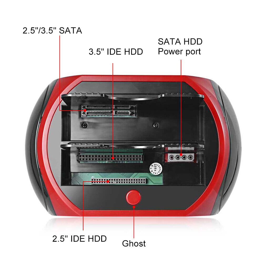 All In One Docking Station USB Dual-Bay Hard Drive 2.5 3.5 IDE SATA SSD Card Reader