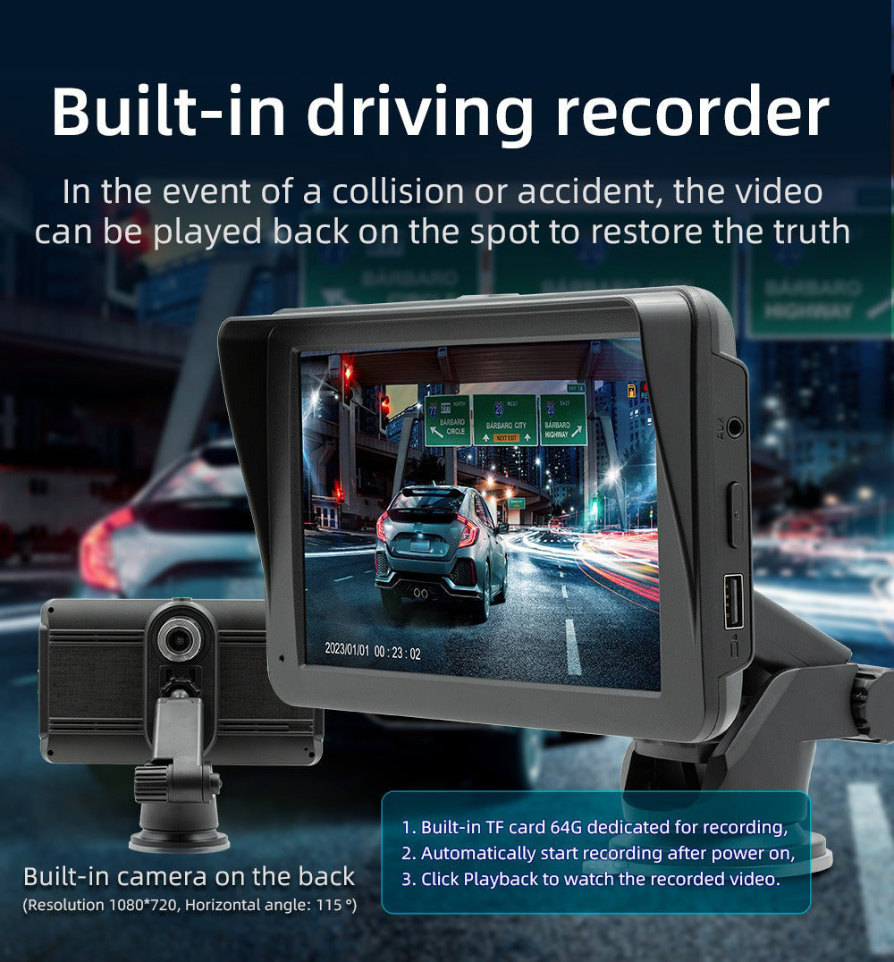 7 IPS HD Touch Screen Apple Android Carplay with Dual Dashcam 64G Card