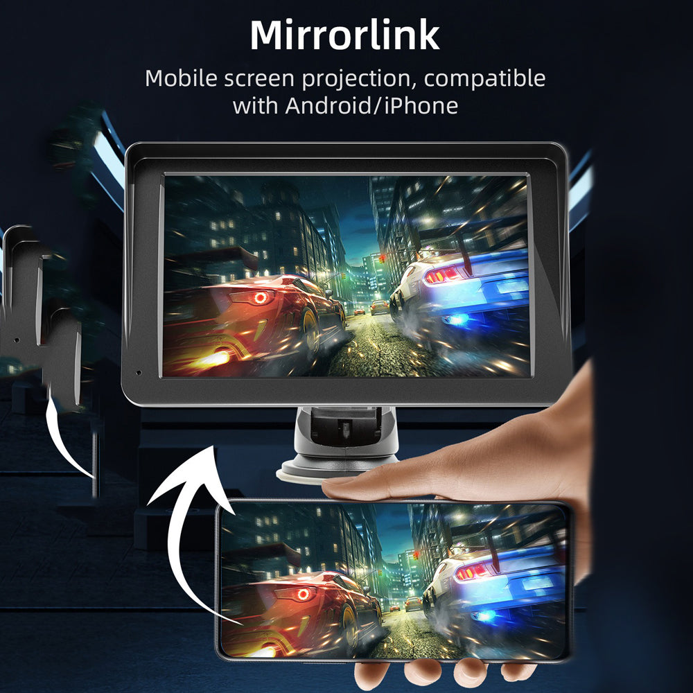 7 IPS HD Touch Screen Apple Android Carplay with Dual Dashcam 64G Card