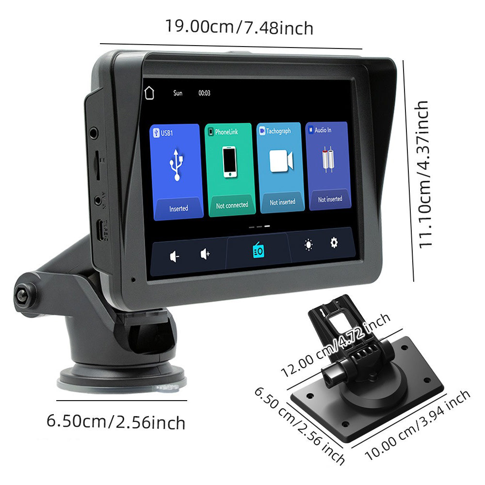 7 IPS HD Touch Screen Apple Android Carplay with Dual Dashcam 64G Card