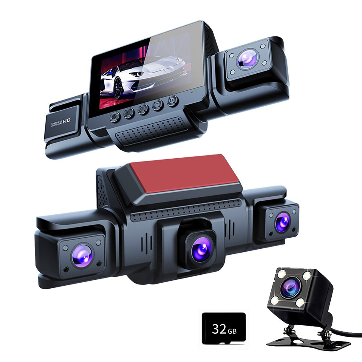 4-Channel 360? Panoramic 1080P HD Dash Cam Comes With 32GB TF Card