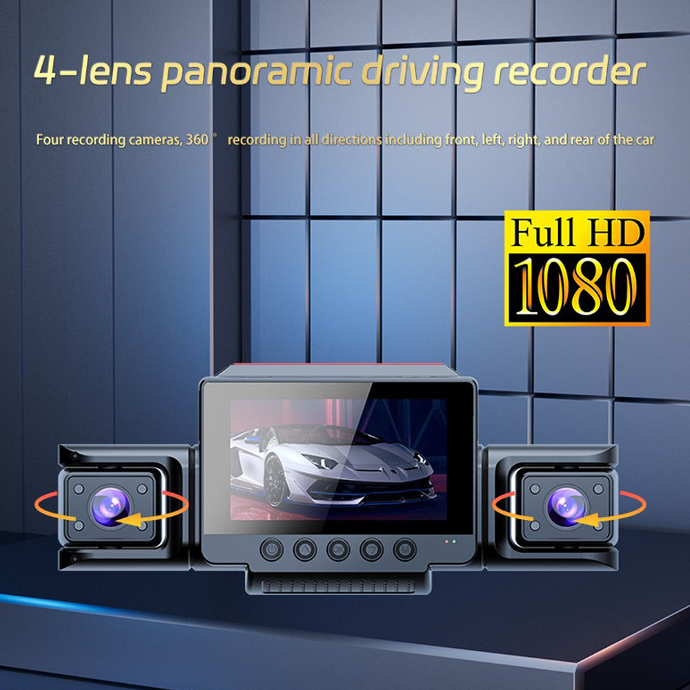 4-Channel 360? Panoramic 1080P HD Dash Cam Comes With 32GB TF Card