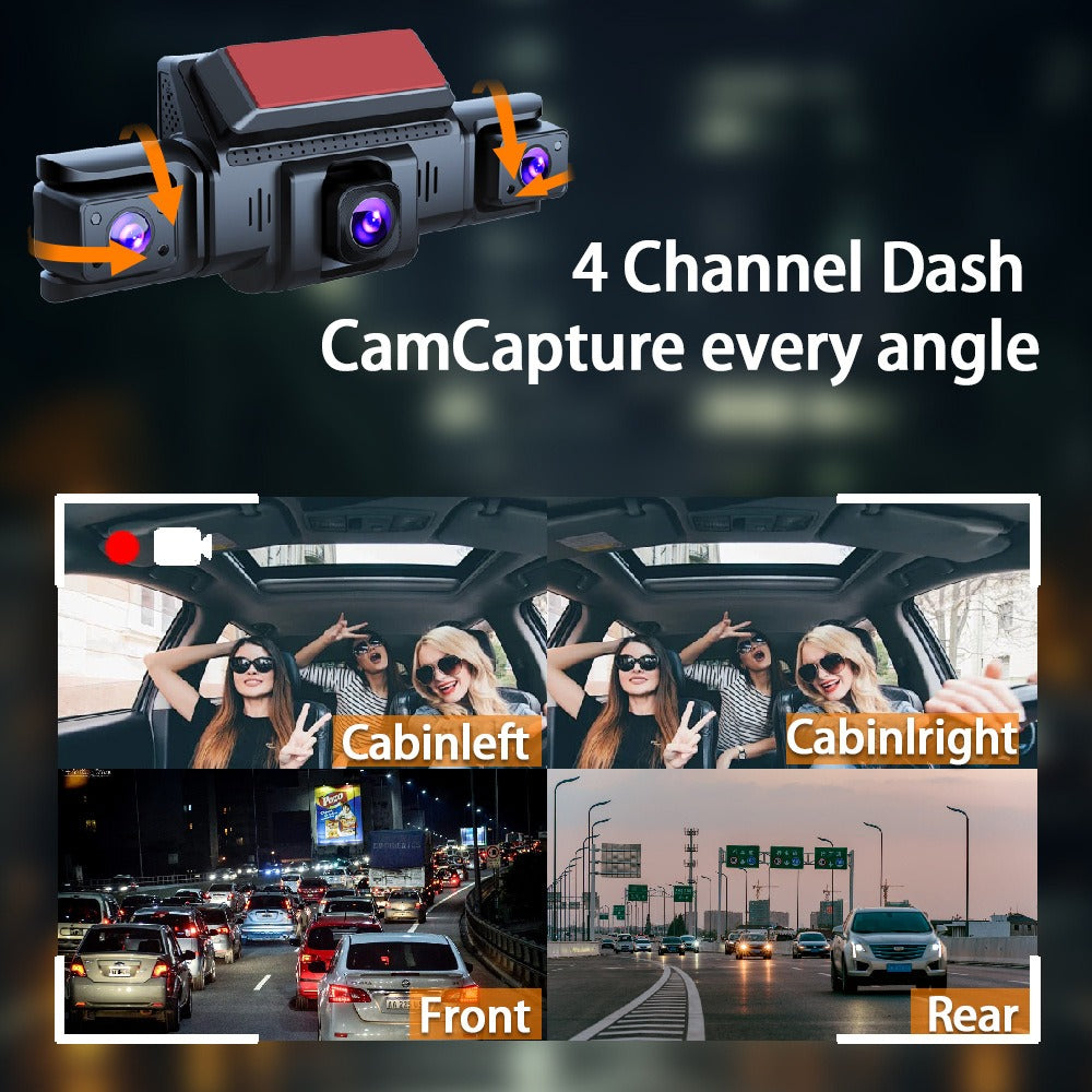4-Channel 360? Panoramic 1080P HD Dash Cam Comes With 32GB TF Card