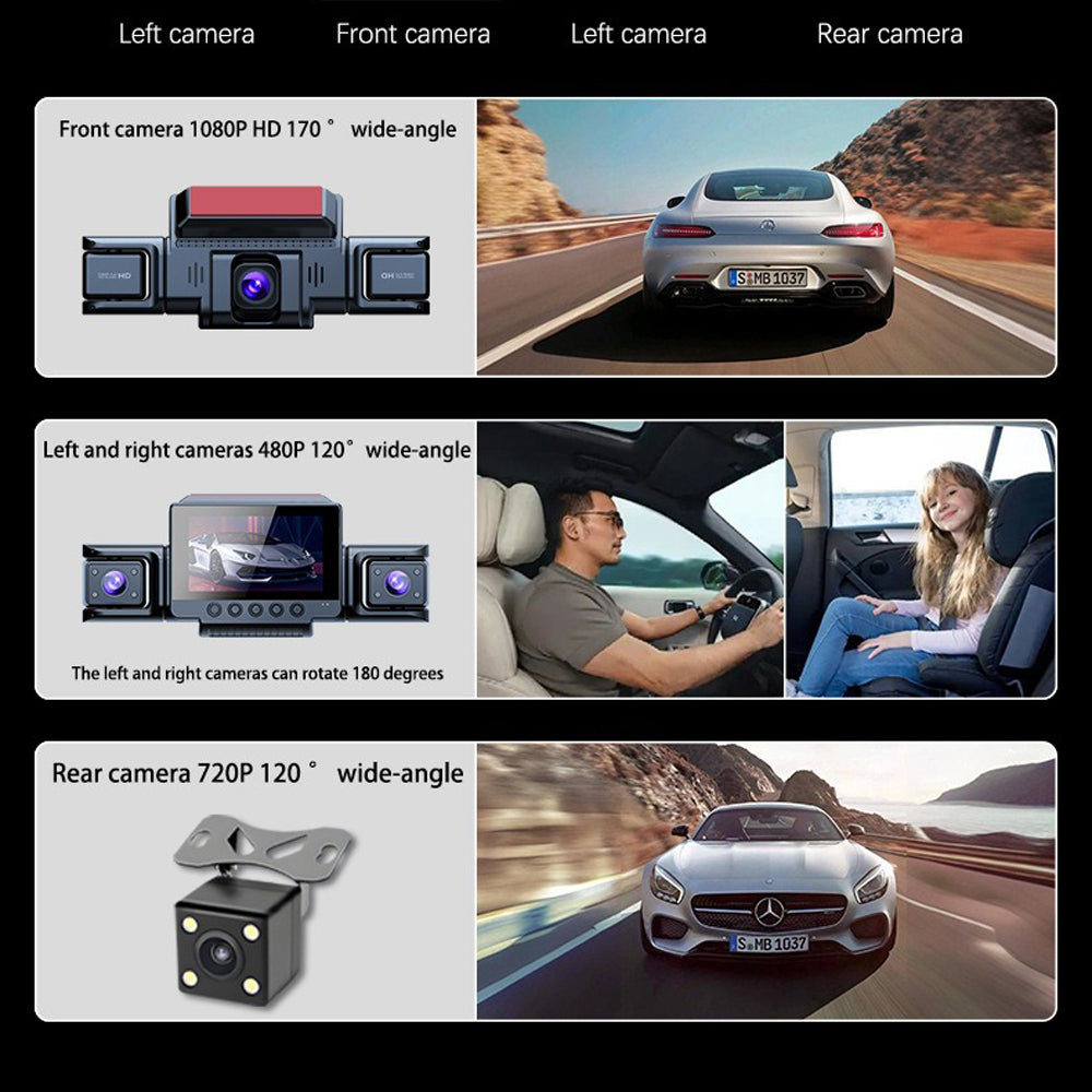 4-Channel 360? Panoramic 1080P HD Dash Cam Comes With 32GB TF Card