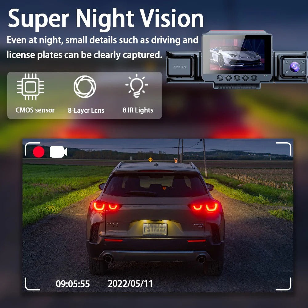 4 Channel 5G WiFi Dashcam FHD 1080P 170° Wide Angle G-Sensor with 64GB Card