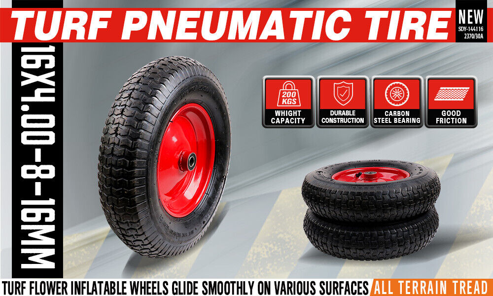 16 Wheelbarrow Trolley Wheel 4.80/4.00-8 Pneumatic Tyre 16mm Bore Tire Steel