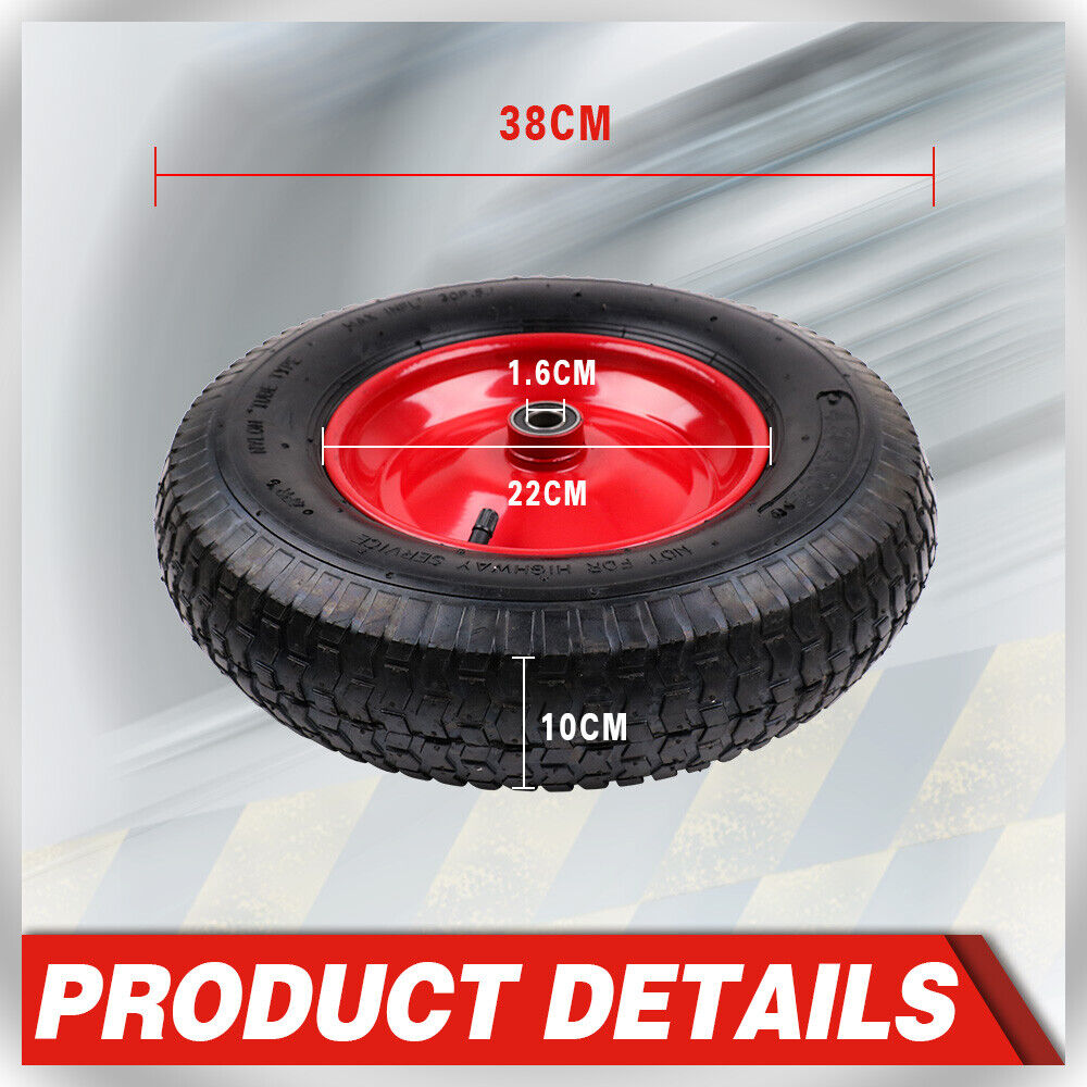 16 Wheelbarrow Trolley Wheel 4.80/4.00-8 Pneumatic Tyre 16mm Bore Tire Steel
