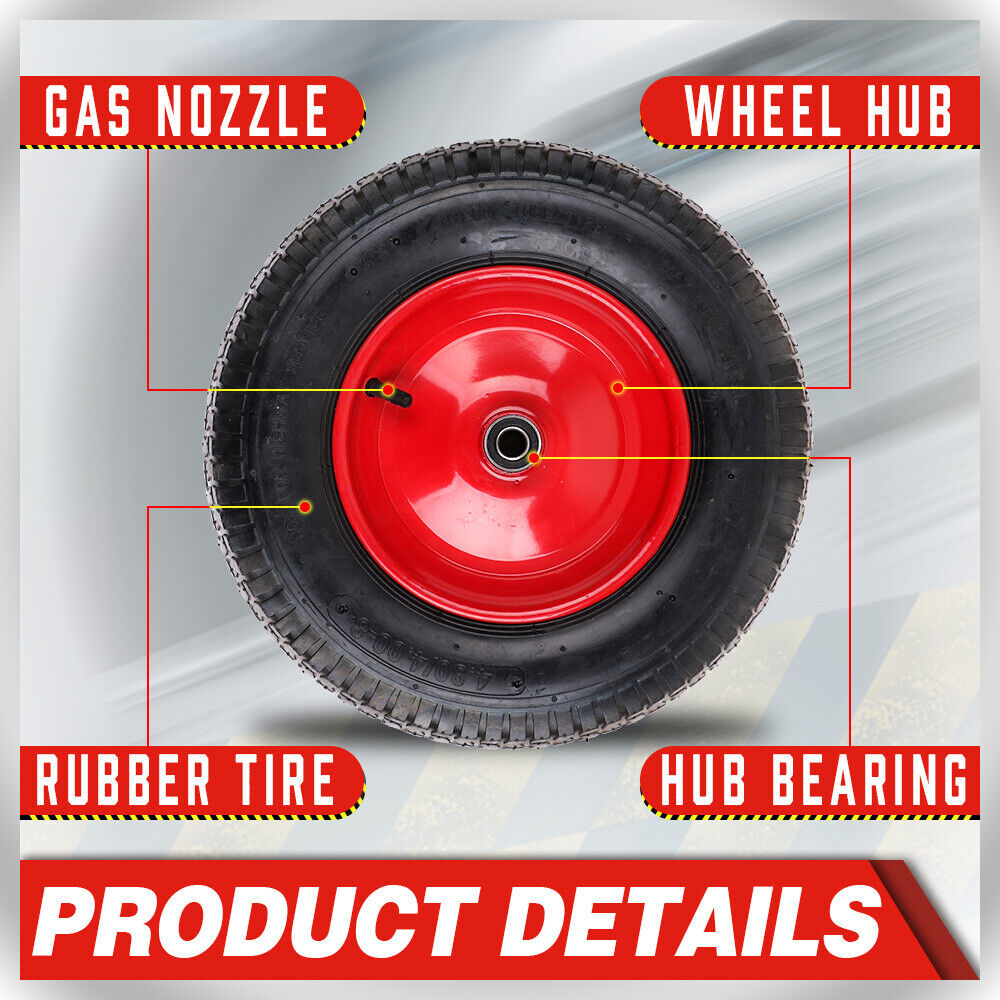 16 Wheelbarrow Trolley Wheel 4.80/4.00-8 Pneumatic Tyre 16mm Bore Tire Steel