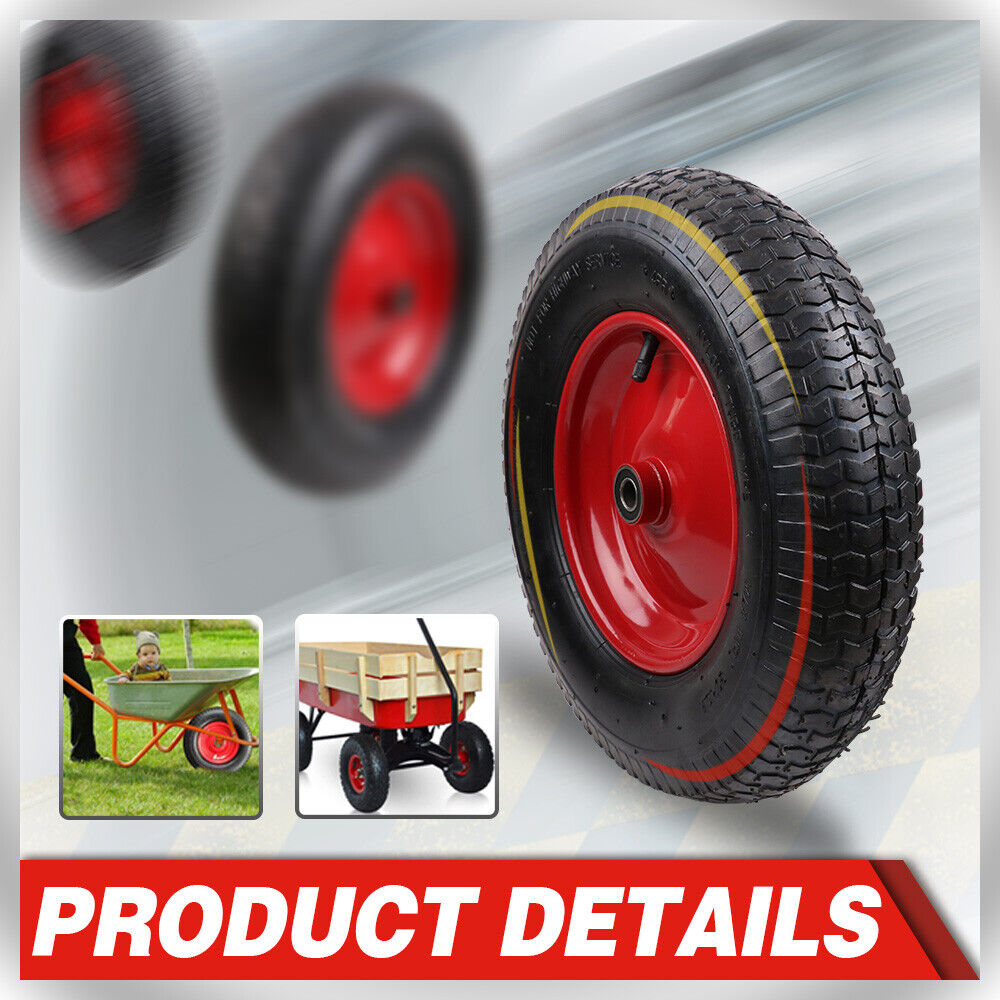 16 Wheelbarrow Trolley Wheel 4.80/4.00-8 Pneumatic Tyre 16mm Bore Tire Steel