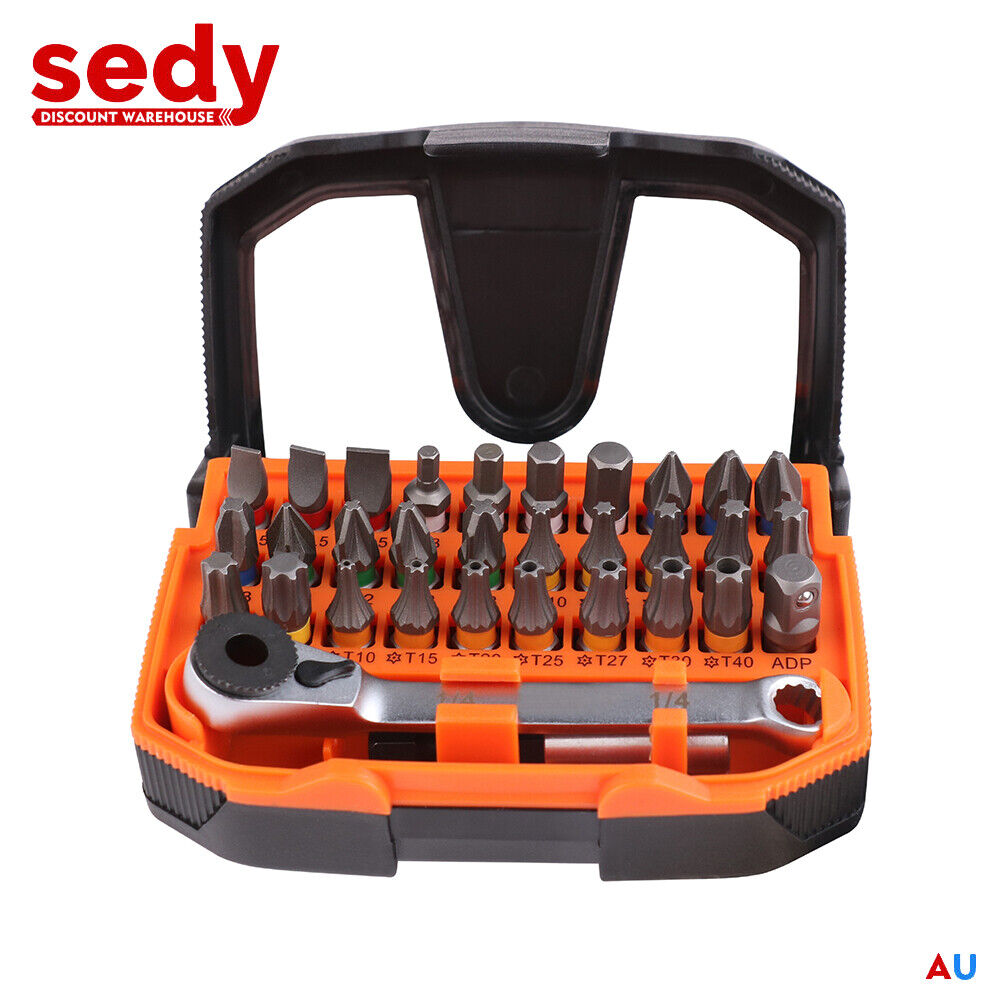 32Piece 1/4 Mini Double Head Screwdriver Bit and Ratchet Set CRV Steel Durable