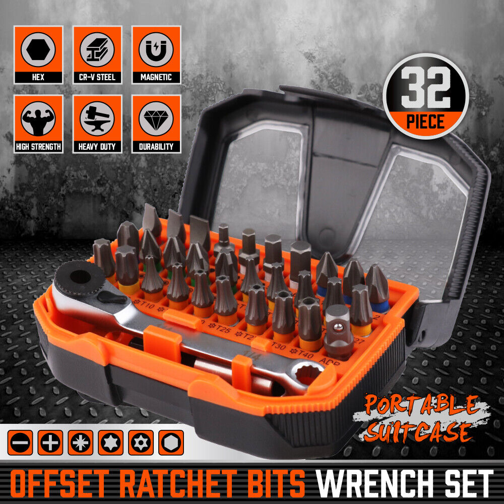 32Piece 1/4 Mini Double Head Screwdriver Bit and Ratchet Set CRV Steel Durable