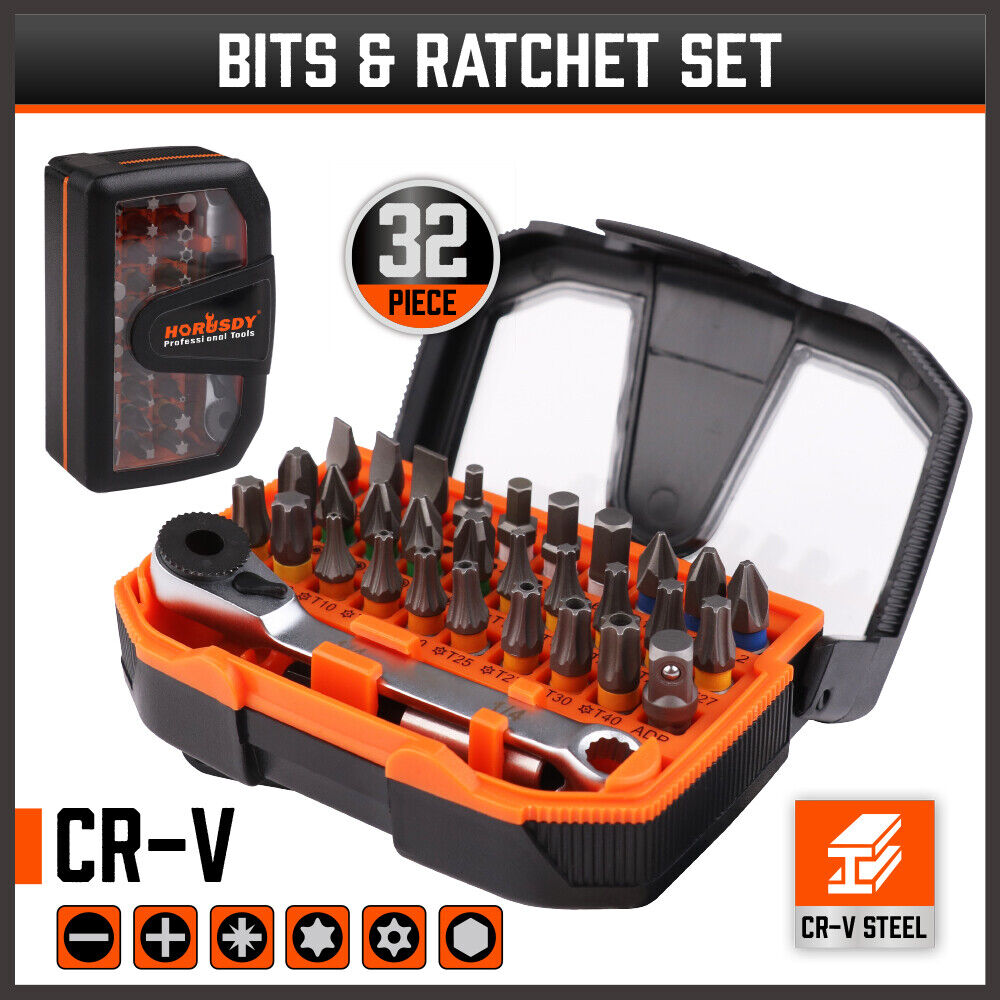 32Piece 1/4 Mini Double Head Screwdriver Bit and Ratchet Set CRV Steel Durable