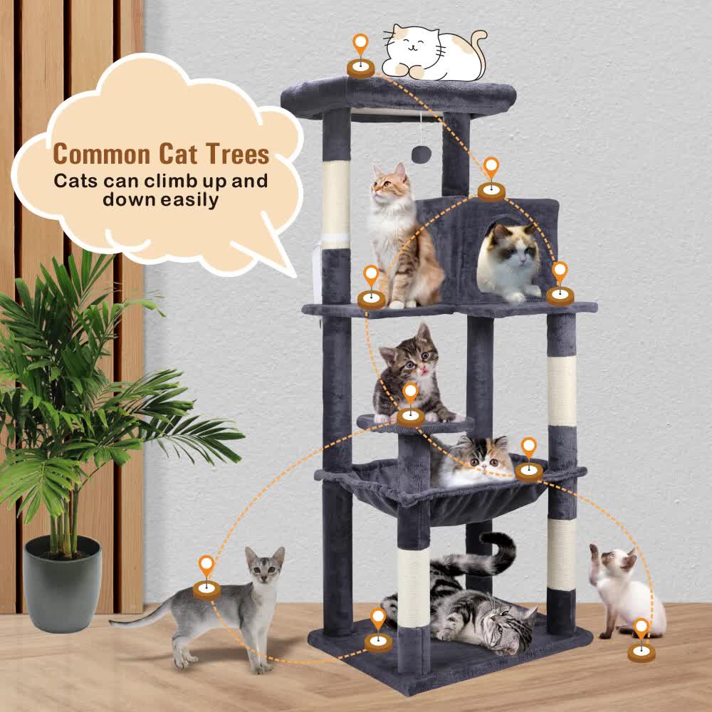 VaKa 143cm Cat Tree Scratching Post Scratcher Tower Condo House Furniture Wood