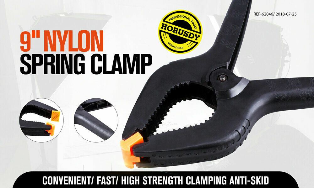 4Pc 9'' Strong Spring Clamps Heavy Duty Nylon Clip Quick Grip Black Large Size