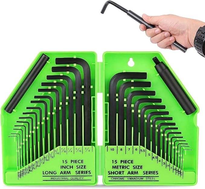 SWANLAKE 32PCS Hex Key Set, Allen Wrench Set Inch/Metric MM(0.7mm-10mm) SAE(0.028-3/8)