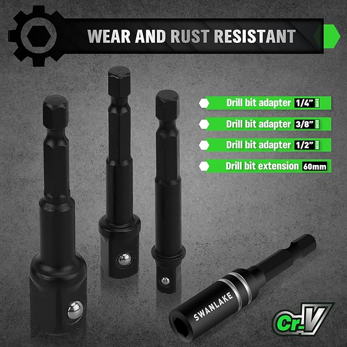 SWANLAKE SWANLAKE 39PCS Magnetic Hex Nut Driver Master Kit,1/4 Quick-Change Hex Shank, SAE & Metric Power Nuts Driver Drill Bit Tools Set,Cr-V Steel