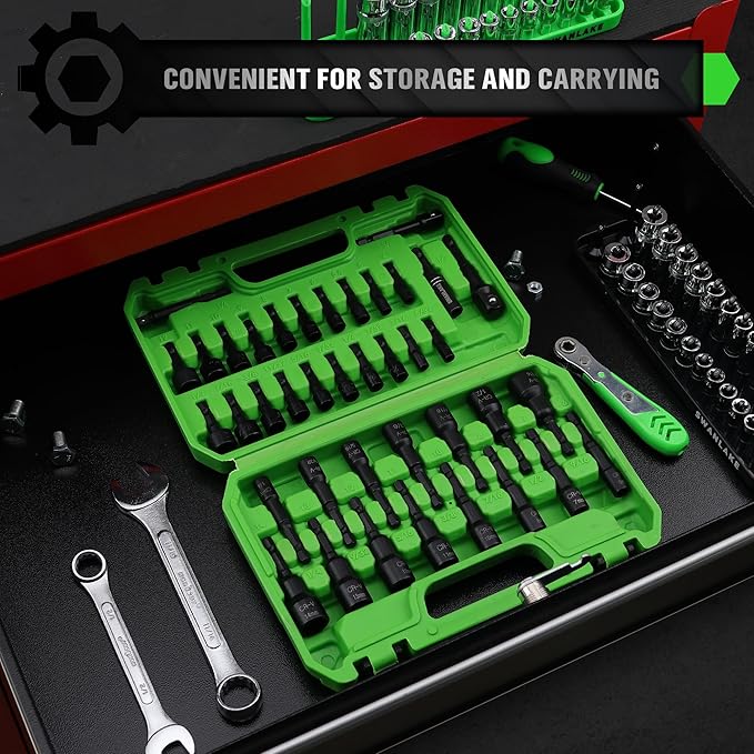 SWANLAKE SWANLAKE 39PCS Magnetic Hex Nut Driver Master Kit,1/4 Quick-Change Hex Shank, SAE & Metric Power Nuts Driver Drill Bit Tools Set,Cr-V Steel