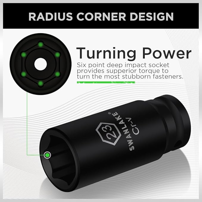 SWANLAKE 1/2 Drive Impact Socket Set, 66-Piece Standard SAE (3/8-1-1/4) and Metric (8-24mm) Size, 6 Point, Cr-V, 1/2-Inch Drive Ratchet Handle, Drive Extension Bar, Impact Universal Joint